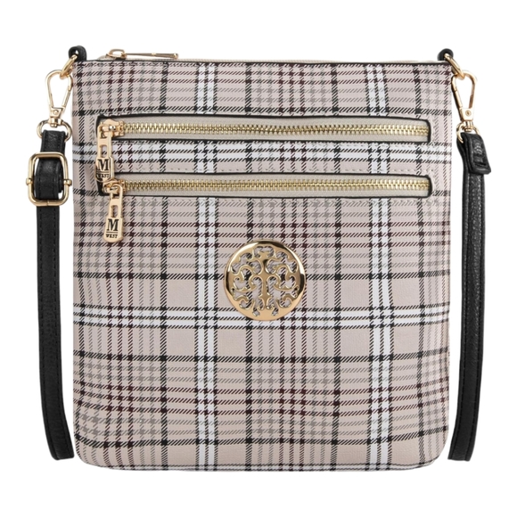 MONTANA WEST Designer Monogram Beige Vegan Leather Crossbody Shoulder Bag - Picture 4 of 6